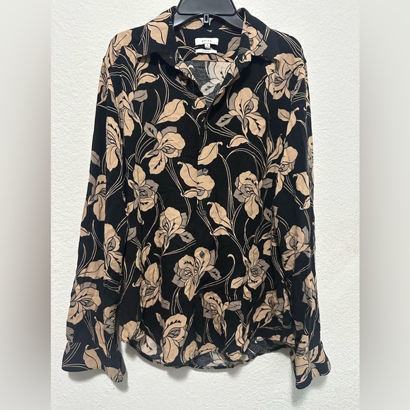 Reiss Floral Black and Tan Women's Button Down Top size S - Picture 1 of 12